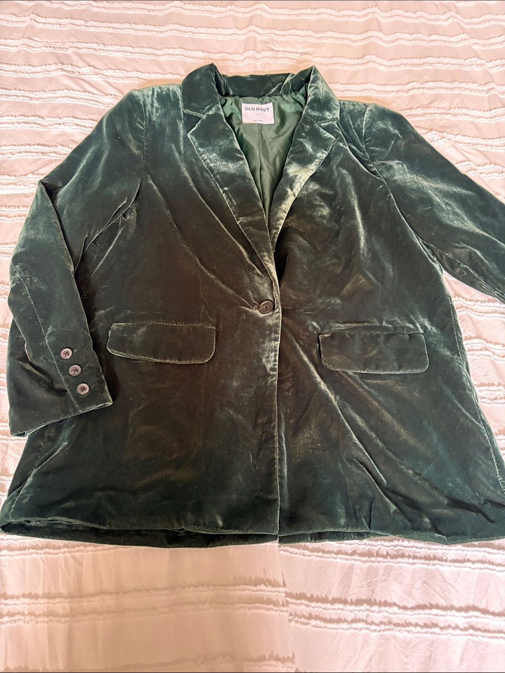 Old Navy Holiday Green Velvet Oversized Party Blazer - Picture 5 of 11